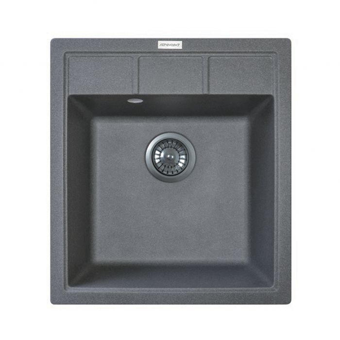 Набір кухонна Adamant Brick, штучний камінь, квадрат, без крила, 460x515x200мм, чаша - 1, врізна, сірий + змішувач