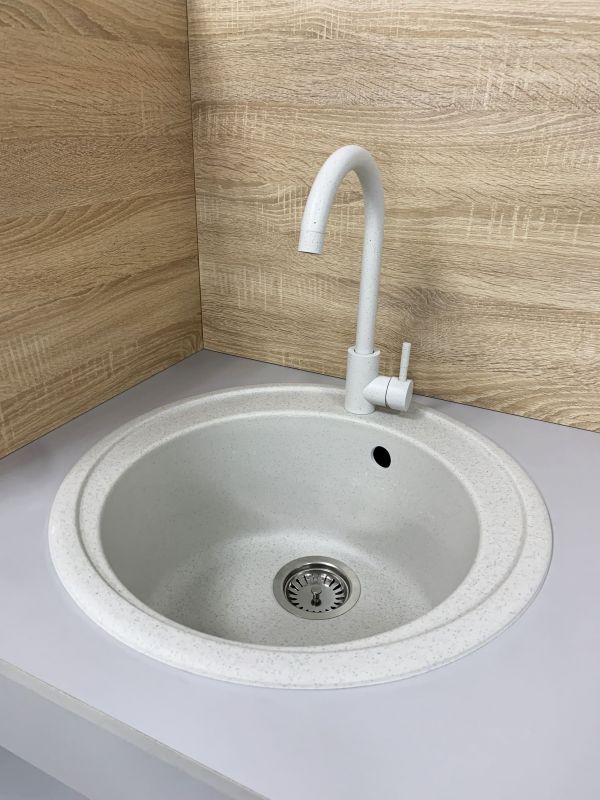 Набір кухонна Adamant Sun, штучний камінь, кругла, без крила, 510x200мм, чаша - 1, врізна, Old stone + змішувач