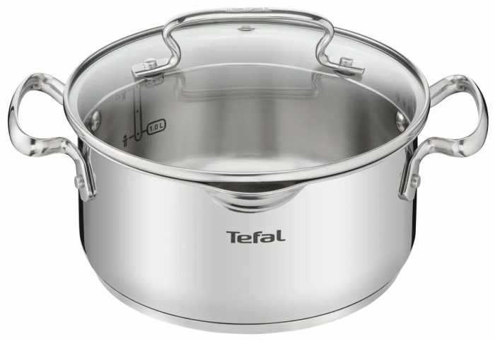 Каструля Tefal DUETTO+, 2.9л, з кришкою, нержавіюча сталь, скло