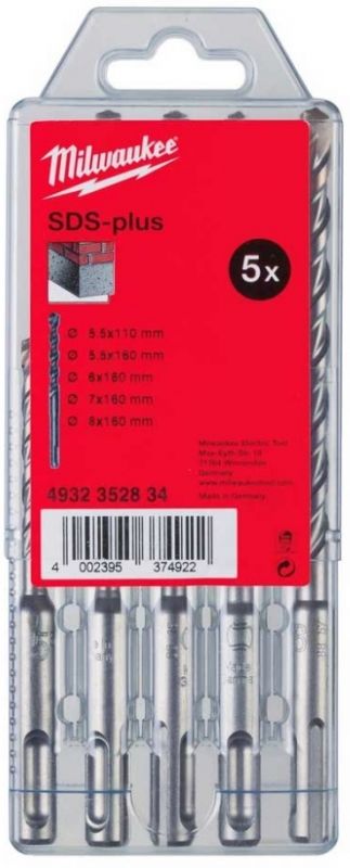 Набір бурів по бетону Milwaukee SDS-PLUS M2, 5-8мм, кейс 5шт
