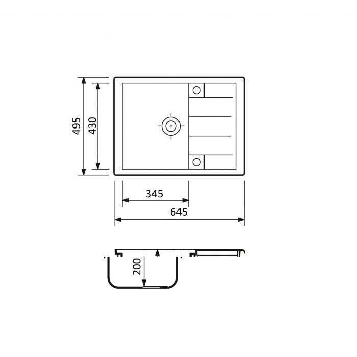 Набір кухонний Adamant Anila, штучний камінь, прямокут., з крилом, 645х495х200мм, чаша - 1, врізна, сірий + змішувач