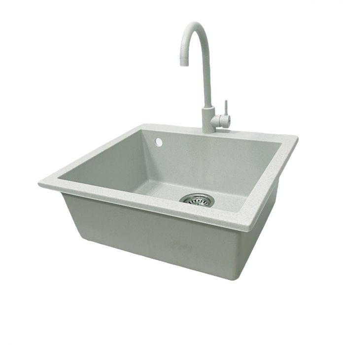 Набір кухонний Adamant Univer, штучний камінь, квадрат, без крила, 560х500х200мм, чаша - 1, врізна, Old stone + змішувач та дозатор