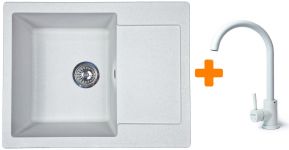 Набір кухонний Adamant Minimal, штучний камінь, прямокут., з крилом, 615х495х200мм, чаша - 1, врізна, Old stone + змішувач