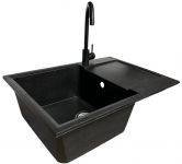 Набір кухонний Adamant Horizon Medium, штучний камінь, прямокут., з крилом, 700х500х230мм, чаша - 1, врізна, чорний + змішувач