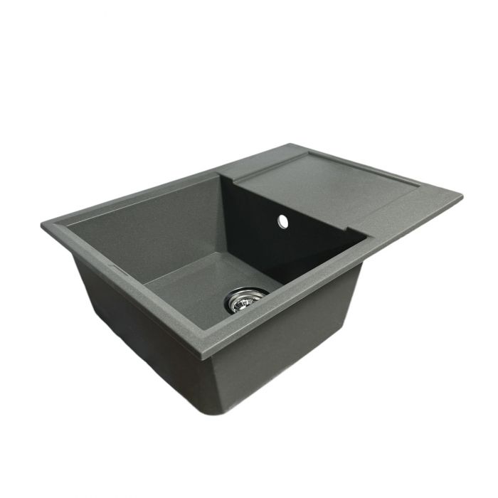 Набір кухонний Adamant Horizon Medium, штучний камінь, прямокут., з крилом, 700х500х230мм, чаша - 1, врізна, сірий + змішувач