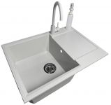 Набір кухонний Adamant Horizon Medium, штучний камінь, прямокут., з крилом, 700х500х230мм, чаша - 1, врізна, Old stone + змішувач та дозатор