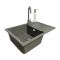 Набір кухонний Adamant Horizon Medium, штучний камінь, прямокут., з крилом, 700х500х230мм, чаша - 1, врізна, сірий + змішувач та дозатор