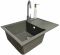 Набір кухонний Adamant Horizon Medium, штучний камінь, прямокут., з крилом, 700х500х230мм, чаша - 1, врізна, сірий + змішувач та дозатор