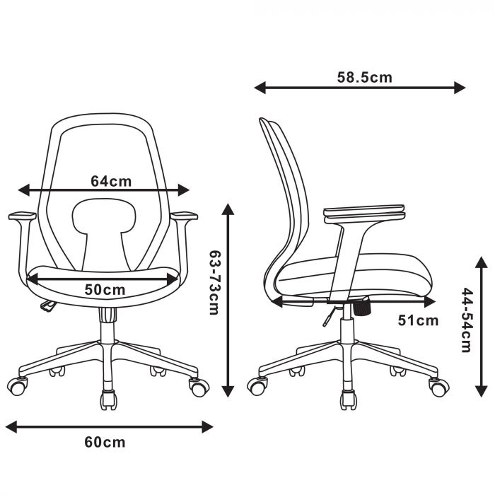 Крісло 2E OFFICE OC110, тканина, фіксовані підлокітники, сіро-блакитний