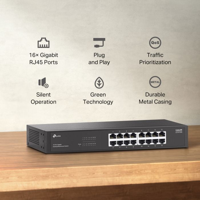 Комутатор TP-LINK LS1016G 16xGE, Некерований