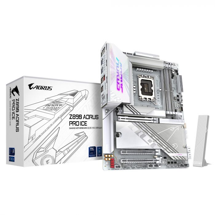 Материнська плата GIGABYTE Z890 AORUS PRO ICE s1851 Z890 4xDDR4 M.2 HDMI DP Wi-Fi BT ATX білий