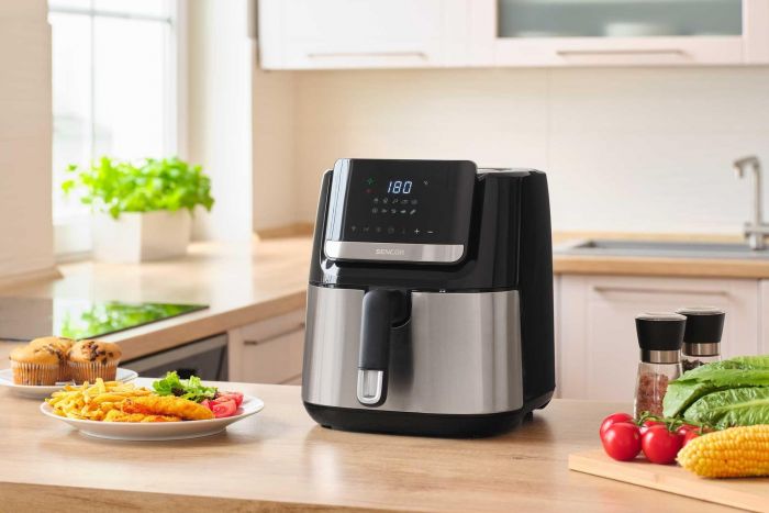 Мультипіч Sencor Vita Fryer, 1600Вт, чаша-6,5л, сенсорне керув., 10 програм, пластик, нерж. сталь-чорний