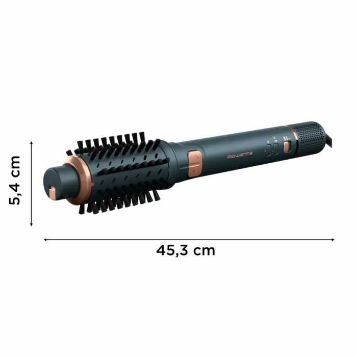 Фен-щітка Rowenta Air Rotate, 1300Вт, 4 режими, іоніз-я, хол. обдув, функція фену, 3 насадки, кераміка, чорно-золотий