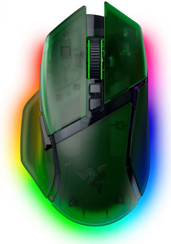 Миша Razer Basilisk V3 Pro 35K, RGB, USB-A/WL/BT, Phantom Green Ed.