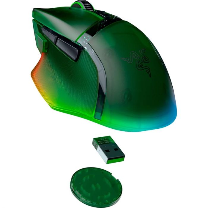Миша Razer Basilisk V3 Pro 35K, RGB, USB-A/WL/BT, Phantom Green Ed.