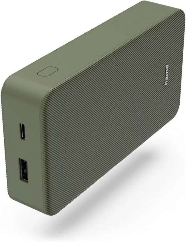 Акумулятор портативний літій-іонний Power Bank Hama 20000 мА·год, USB-C, USB-A, green