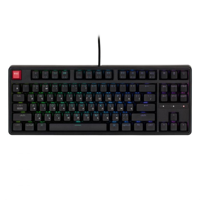 Клавіатура механічна Keychron C3 Pro V2 87Key, K pro Red, USB-A, QMK, Hot-swap, 8K, EN/UKR, RGB, чорний