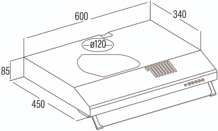 Витяжка Cata пласка , 60см, 350м.куб/год, 3 швидк, LFK 6001 Wh, білий