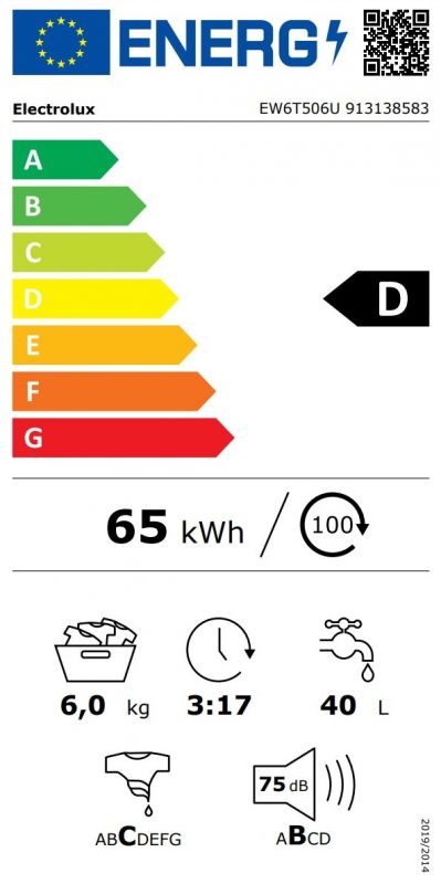 Пральна машина Electrolux вертикальна, 6кг, 1000, D, 60см, дисплей, білий