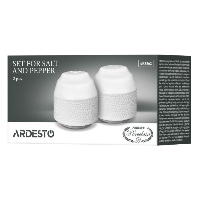 Набір для солі та перцю ARDESTO Ancona, 2 предмети, 5.4х5.5см, порцеляна, білий