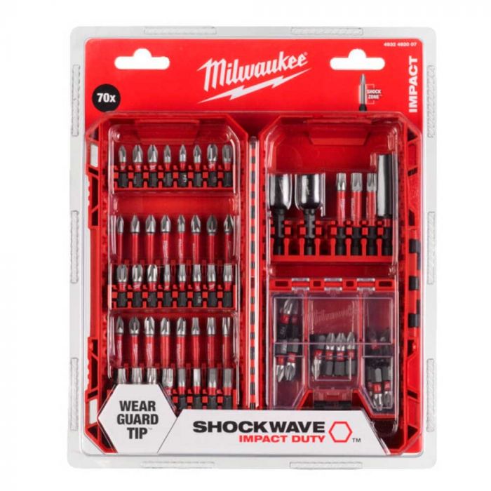 Біти Milwaukee Shockwave, сталь, кейс, набір 70шт