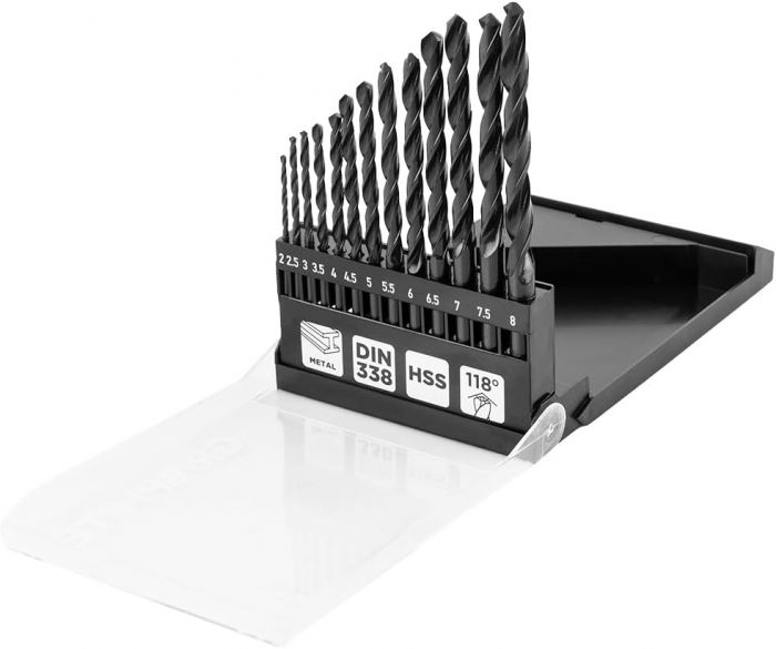 Набір свердел по металу GRAPHITEHSS зі швидкорізальної сталі HSS 2-8мм кейс 13шт