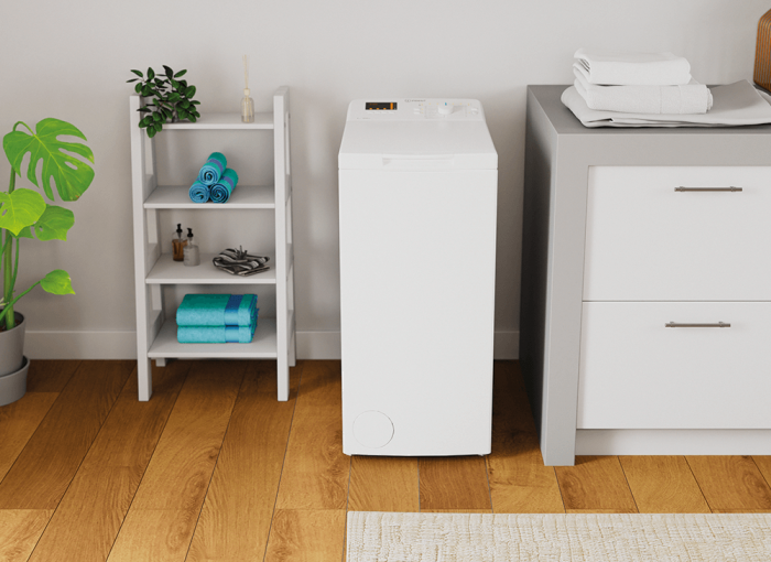 Пральна машина Indesit вертикальна, 6кг, 1000, C, 60см, дисплей, білий