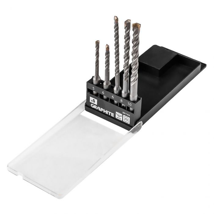 Набір свердел по бетону GRAPHITE SDS Plus 5x6x110мм, 6x8x10x160мм, кейс, 5шт