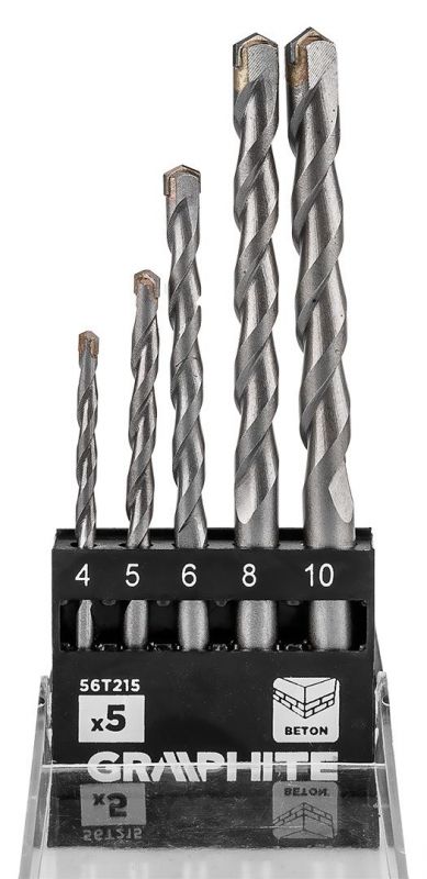 Набір свердел по бетону GRAPHITE 4-10мм, кейс, 5шт