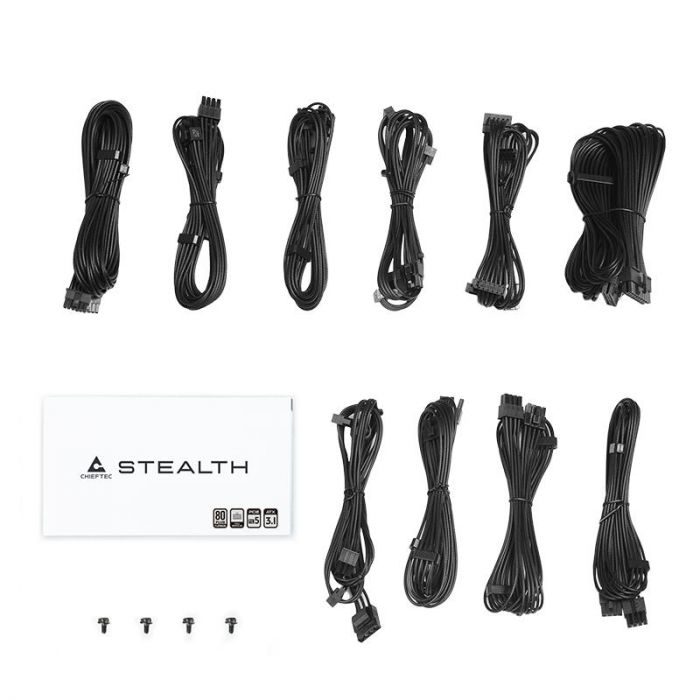 Блок живлення CHIEFTEC Stealth (1000W), >92%, 80+ Platinum, 135мм FDB, 1xMB 24pin(20+4), 2xCPU 8pin(4+4), 2xMolex, 10xSATA, 3xPCIe 8pin(6+2), 1xPCIe GEN5 16pin, Fully Modular