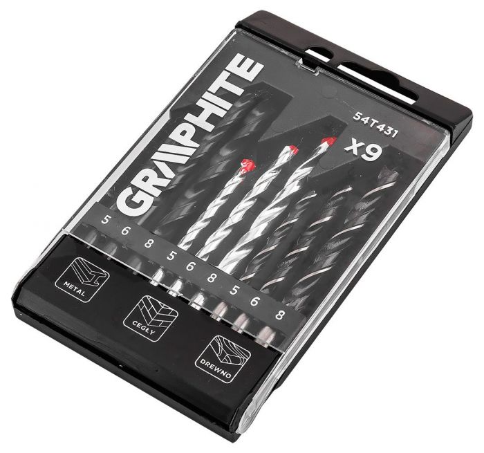 Набір свердл GRAPHITE по металу, цеглі: 5-6, 8, 9шт