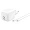 Зарядний пристрій мережевий Belkin 67Вт 2хUSB-С GAN PD PPS, кабель USB-С > USB-C, 2м, білий