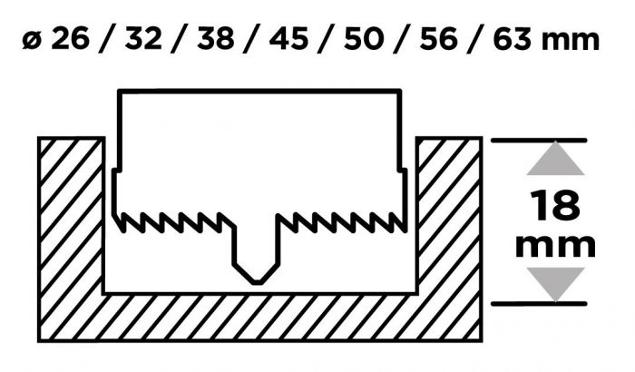 Коронки по дереву GRAPHITE загартовані зубці 26-63х25мм 7шт