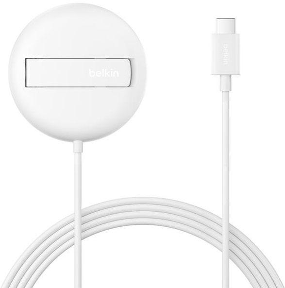 Зарядний пристрій бездротовий Belkin UltraCharge Magnetic Kickstand 15Вт, білий