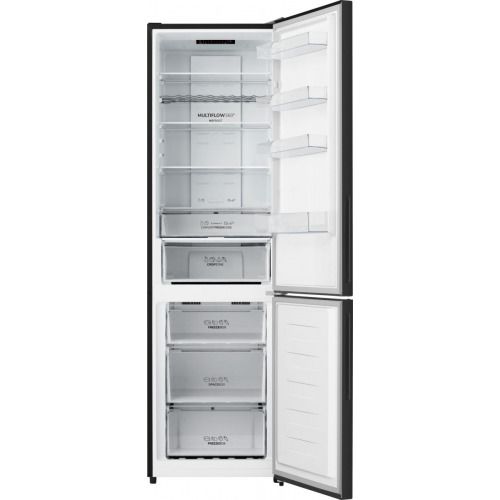 Холодильник з нижн. мороз. камерою Gorenje, 200х60х60см, 2 двері, 238(98)л, А+, NF+, Зона св-ті, Зовн. Дисп, Чорний