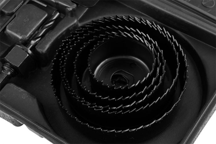 Коронки по дереву GRAPHITE 51,64,76,89,102мм, адаптер, кейс 8шт