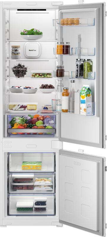 Холодильник Beko вбудований з нижн. мороз., 194x54x55, xолод.відд.-224л, мороз.відд.-76л, 2дв., D, NF, HarvestFresh, білий