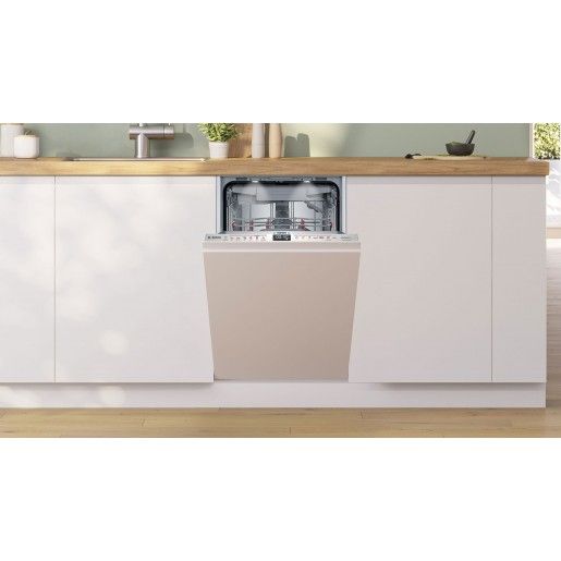 Посудомийна машина Bosch вбудована, 10компл., C, 45см, дисплей, 3й кошик, Zeolith, білий