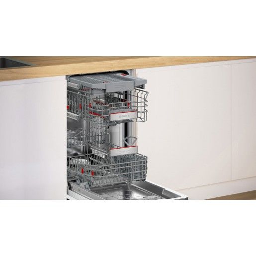 Посудомийна машина Bosch вбудована, 10компл., C, 45см, дисплей, 3й кошик, Zeolith, білий