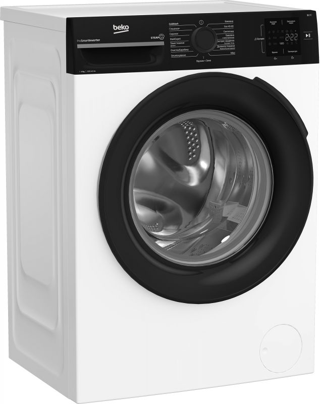 Пральна машина Beko фронтальна, 6кг, 1200, B, 45см, дисплей, інвертор, пара, білий
