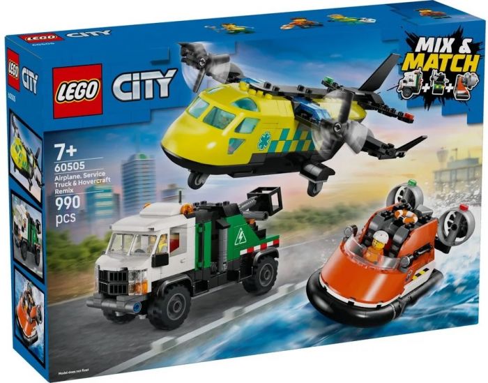 Конструктор LEGO City Ремікс літака, вантажівки та судна на повітряній подушці