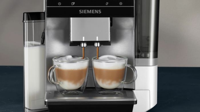 Кавомашина Siemens 2.4л, зерно + мелена, автомат.капучинатор, LED - дисплей, авторецептів - 20, чорно - срібний
