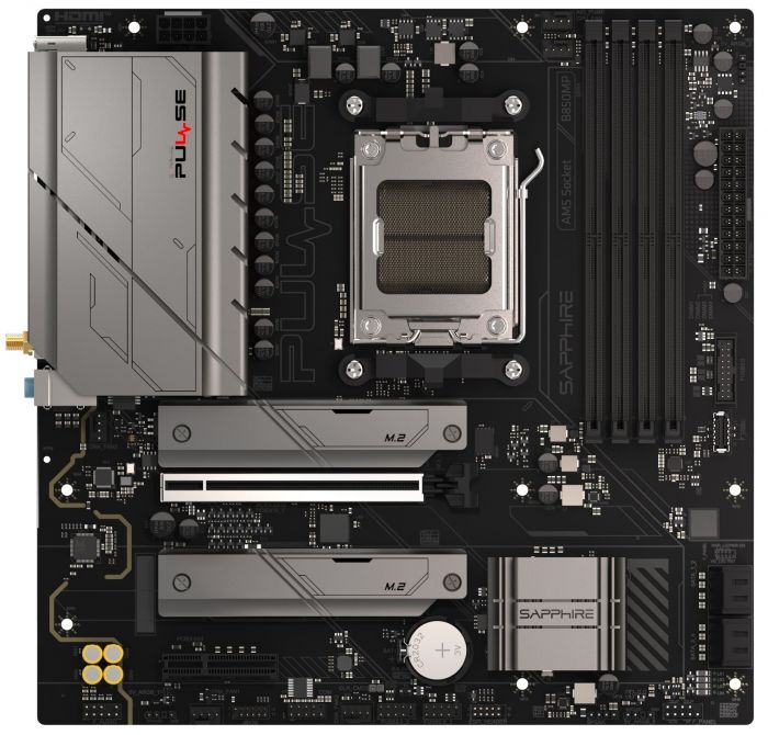 Материнcька плата SAPPHIRE PULSE B850M WIFI sAM5 B850 4xDDR5 M.2 HDMI DP WiFi BT mATX