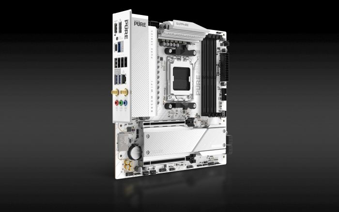 Материнcька плата SAPPHIRE PURE B850M WIFI sAM5 B850 4xDDR5 M.2 HDMI DP WiFi BT mATX білий