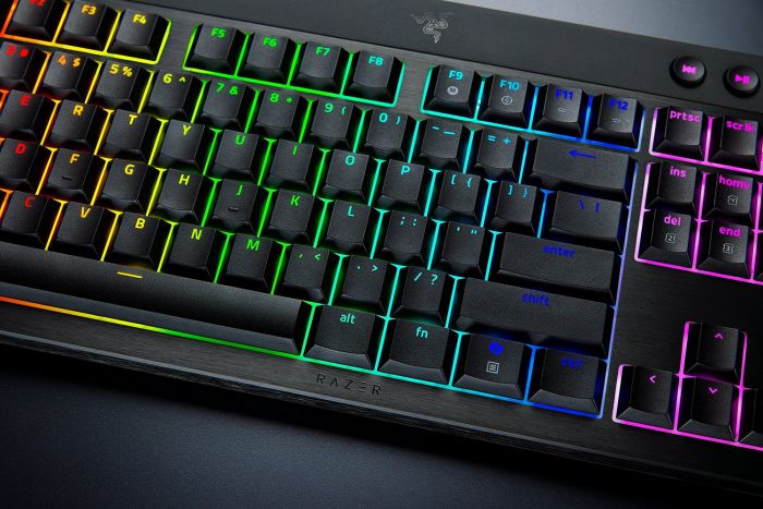 Клавіатура механічна Razer BlackWidow V4 Low-profile HyperSpeed, 104key, Green Switch, USB-A/WL/BT, EN, RGB, чорний