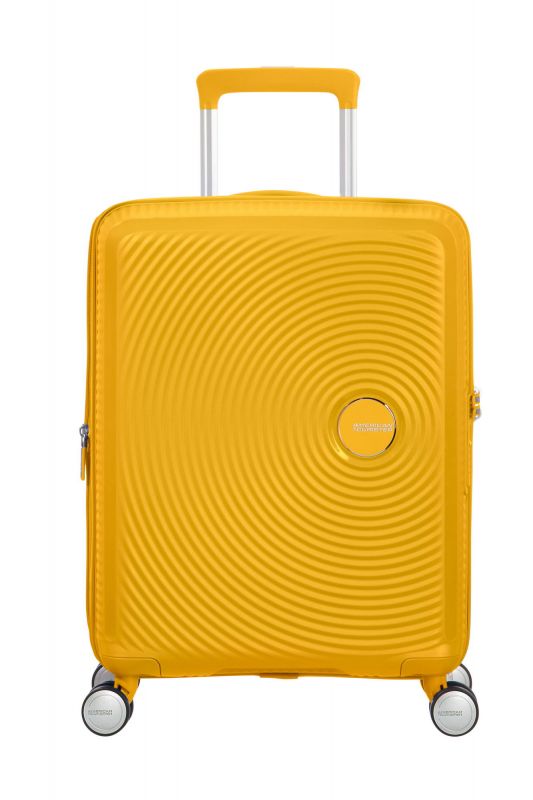 Валіза American Tourister, Soundbox, поліпропілен, мала, 55см, 35.5/41л, TSA, 4 колеса, EXP, жовтий