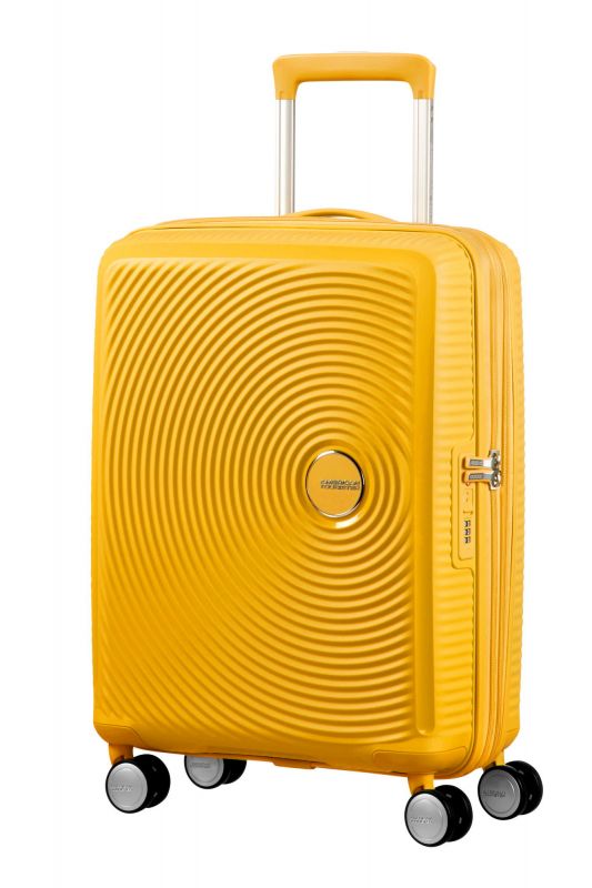 Валіза American Tourister, Soundbox, поліпропілен, мала, 55см, 35.5/41л, TSA, 4 колеса, EXP, жовтий