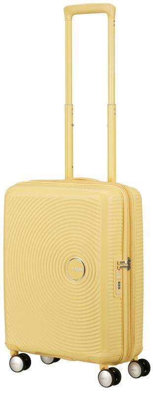Валіза American Tourister, Soundbox, поліпропілен, мала, 55см, 35.5/41л, TSA, 4 колеса, EXP, пастельно-жовтий