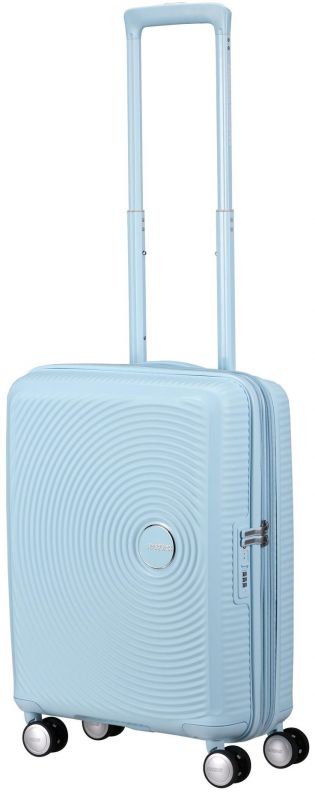 Валіза American Tourister, Soundbox, поліпропілен, мала, 55см, 35.5/41л, TSA, 4 колеса, EXP, пастельно-блакитний