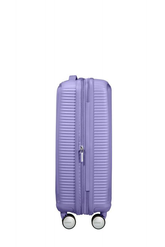 Валіза American Tourister, Soundbox, поліпропілен, мала, 55см, 35.5/41л, TSA, 4 колеса, EXP, лавандовий